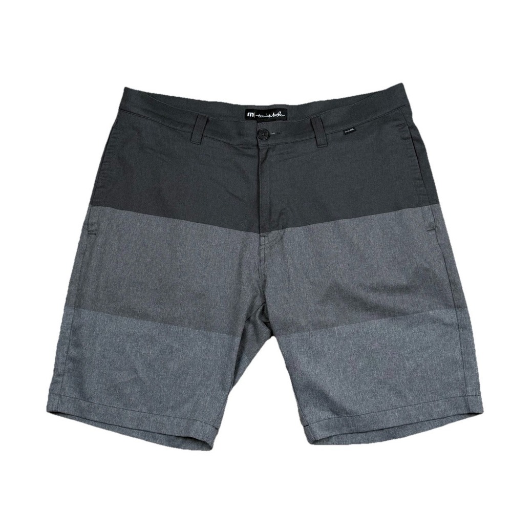 Travis Mathew Shorts Mens 36 Golf Stretch Black Gray Color Block